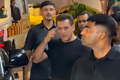 Salman Khan interacting with paparazzi at Raja Shivaji success party