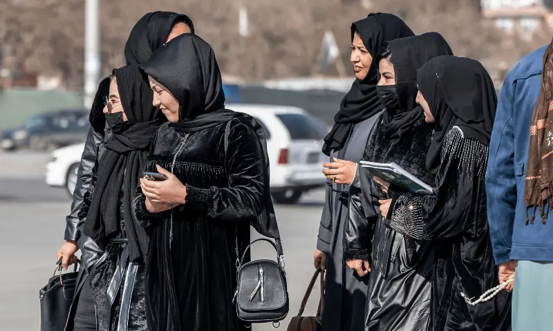 Afghan women walking in Kabul amid Taliban marriage decree controversy